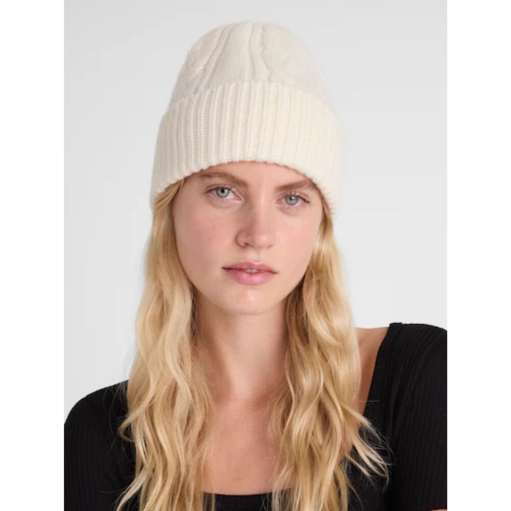 Madewell Cable knit women’s wool cashmere cream ivory winter hat beanie O/S NWT